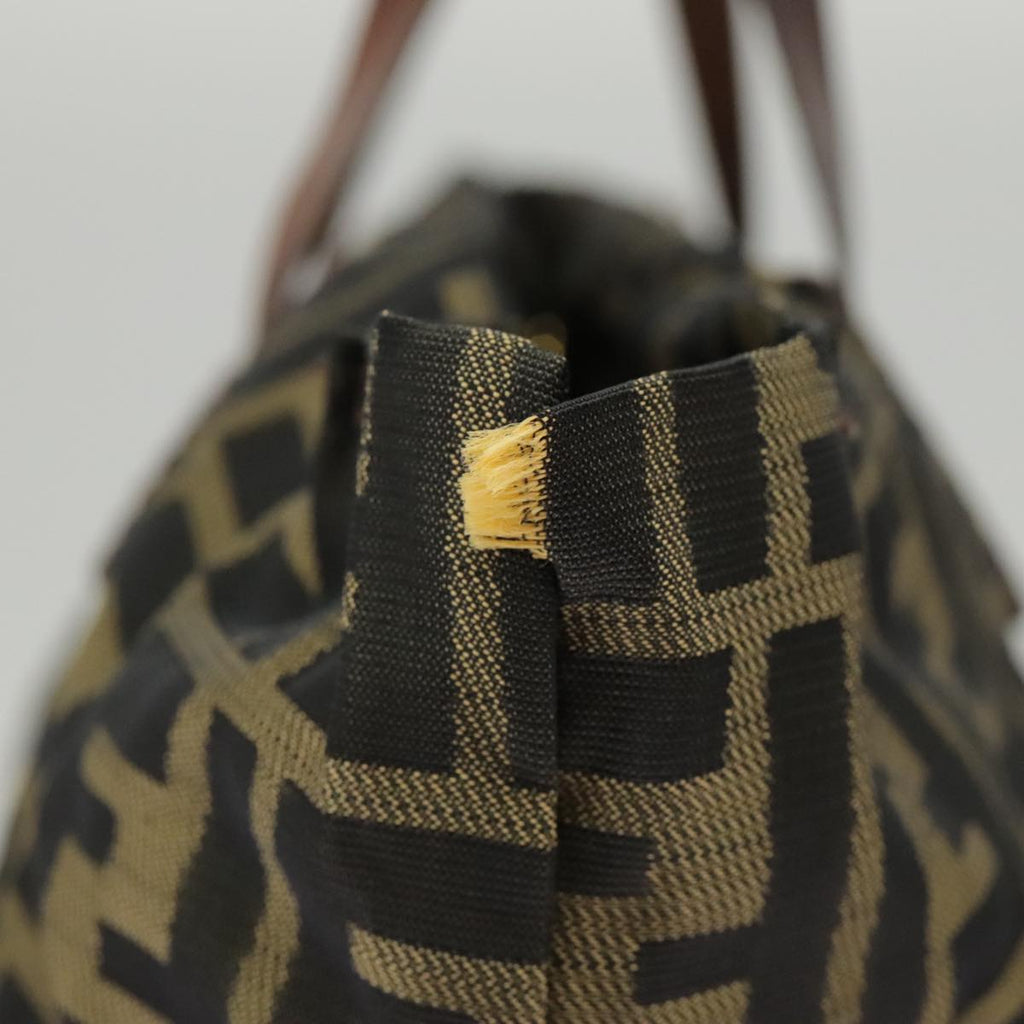 FENDI Zucca Canvas Hand Bag Brown Black Gold bs19756