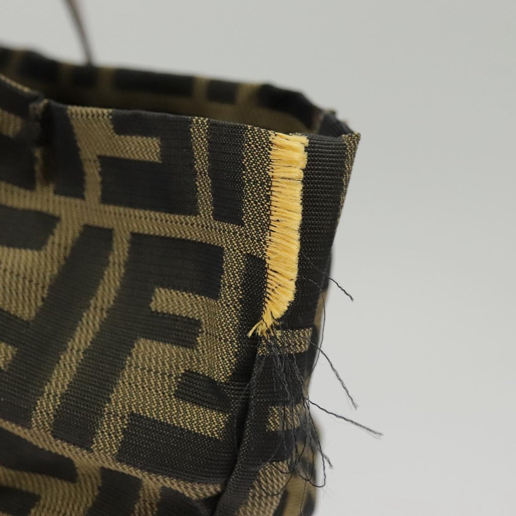 FENDI Zucca Canvas Hand Bag Brown Black Gold bs19756