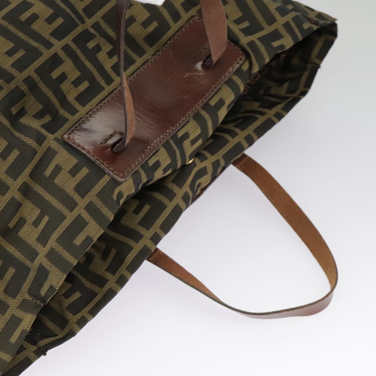 FENDI Zucca Canvas Hand Bag Brown Black Gold bs19756