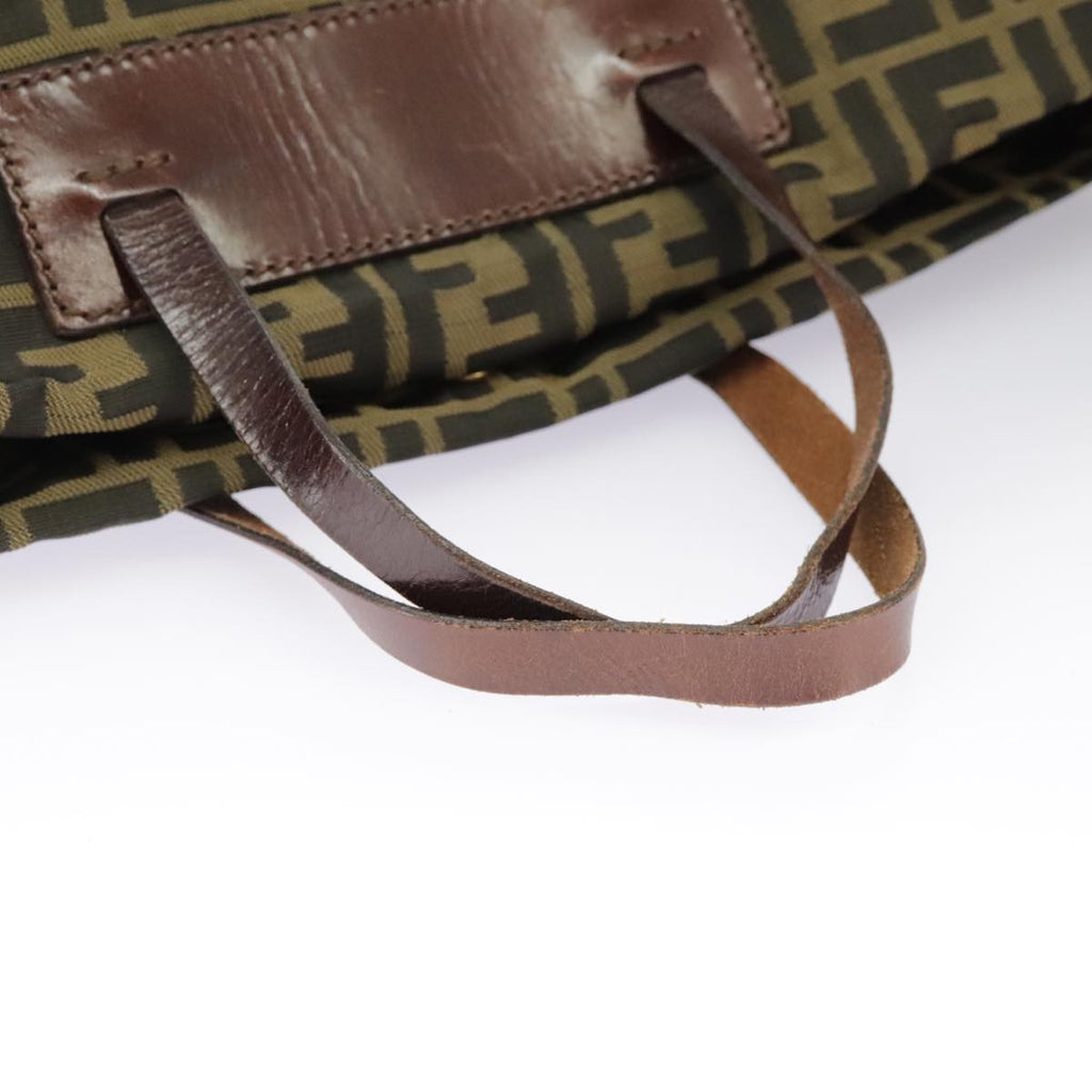 FENDI Zucca Canvas Hand Bag Brown Black Gold bs19756