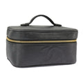 CHANEL Vanity COCO Mark Pouch Caviar Skin Black Gold CC bs19771