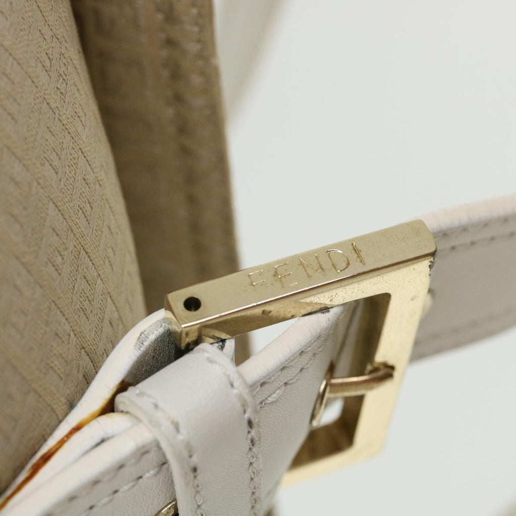 FENDI Zucchino Canvas Shoulder Bag Beige bs1980