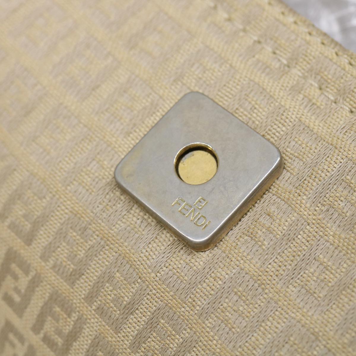 FENDI Zucchino Canvas Shoulder Bag Beige bs1980