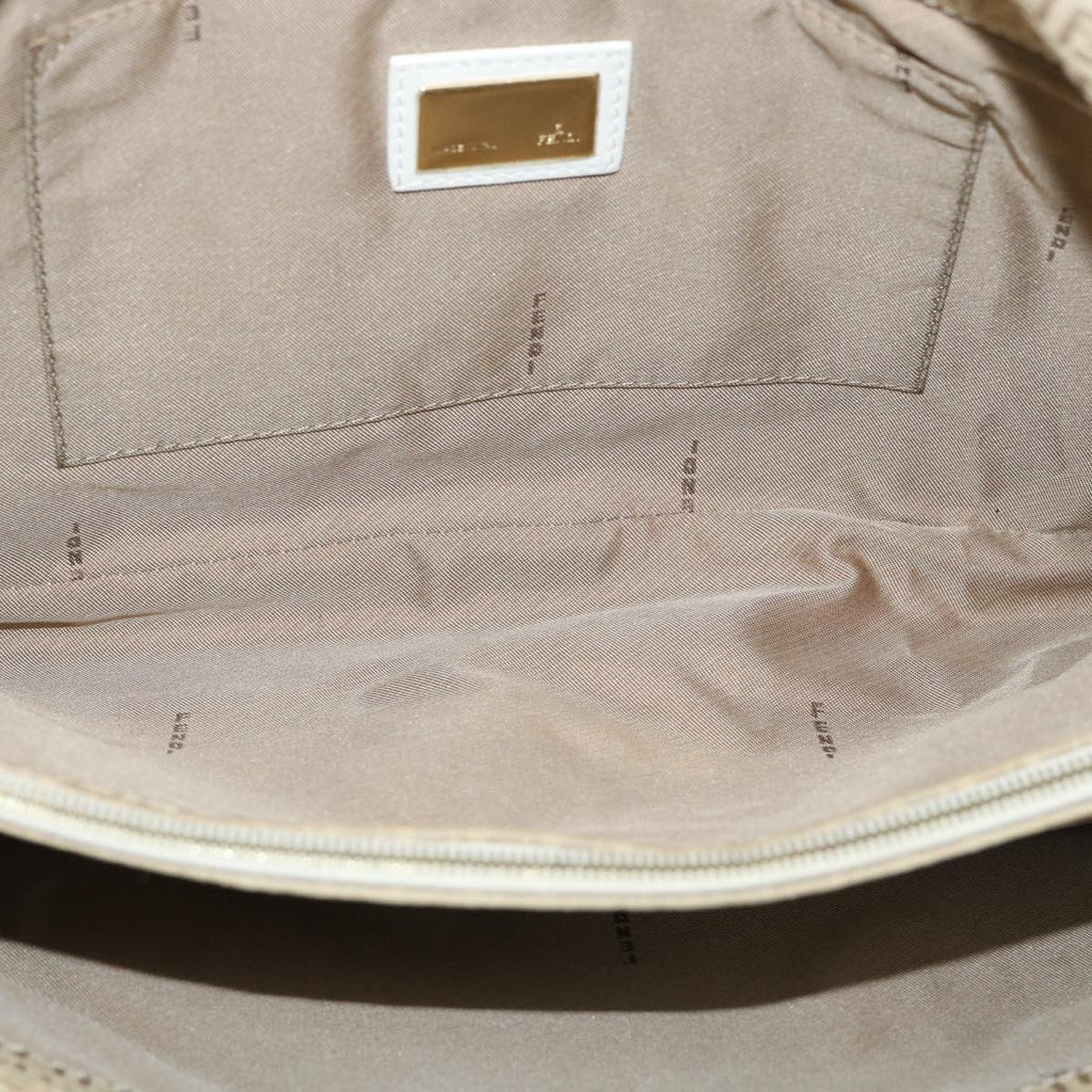 FENDI Zucchino Canvas Shoulder Bag Beige bs1980