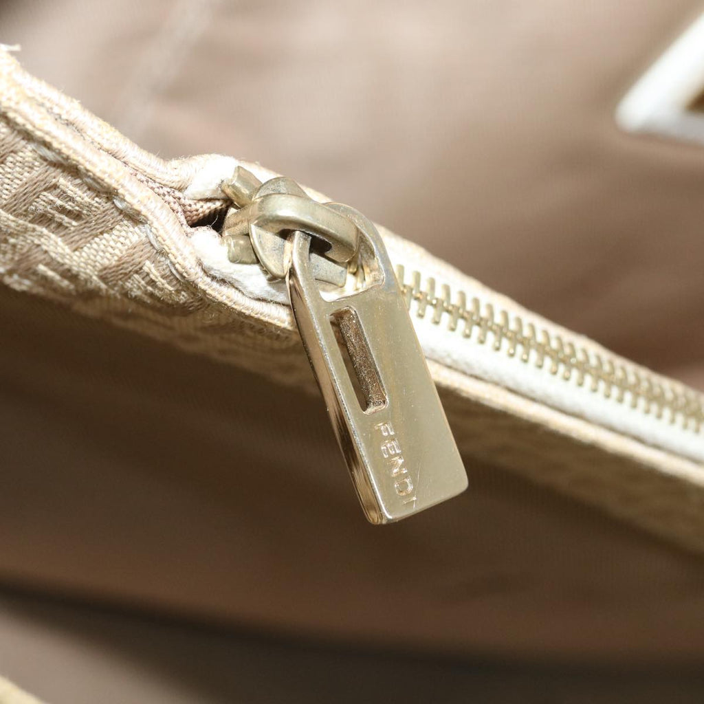 FENDI Zucchino Canvas Shoulder Bag Beige bs1980