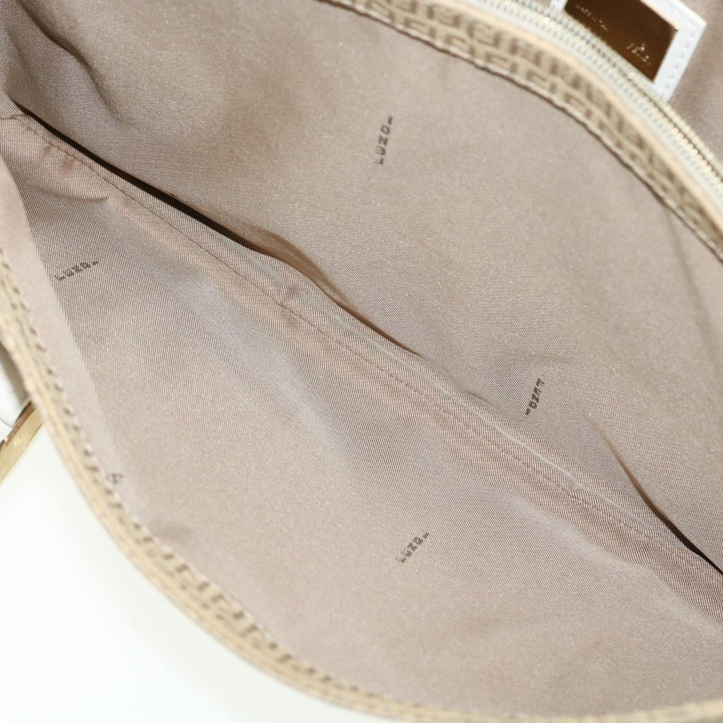 FENDI Zucchino Canvas Shoulder Bag Beige bs1980