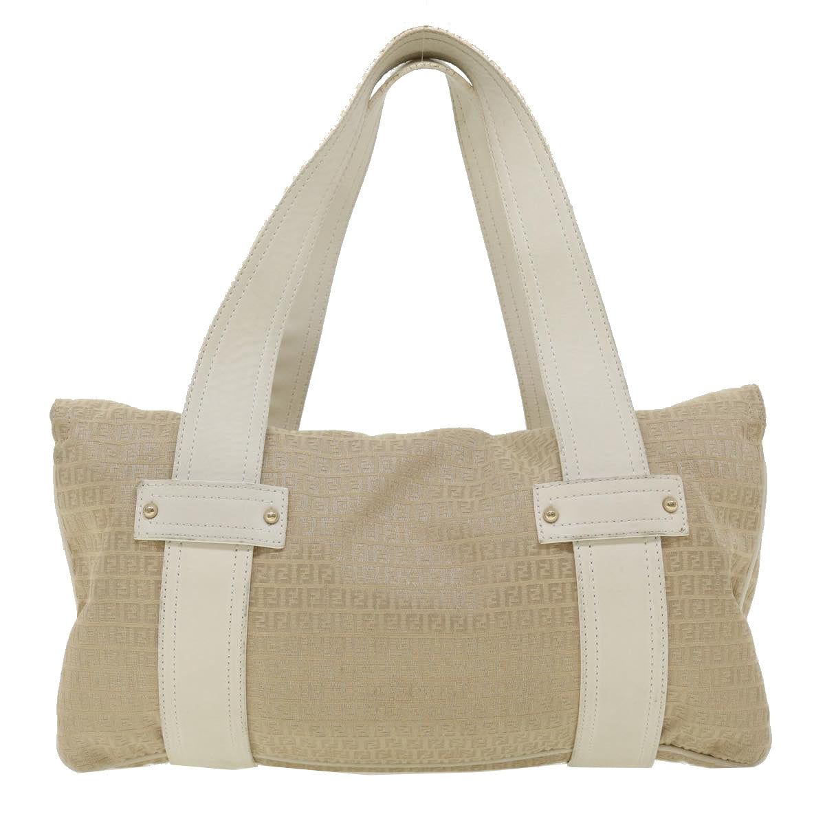 FENDI Zucchino Canvas Shoulder Bag Beige bs1980