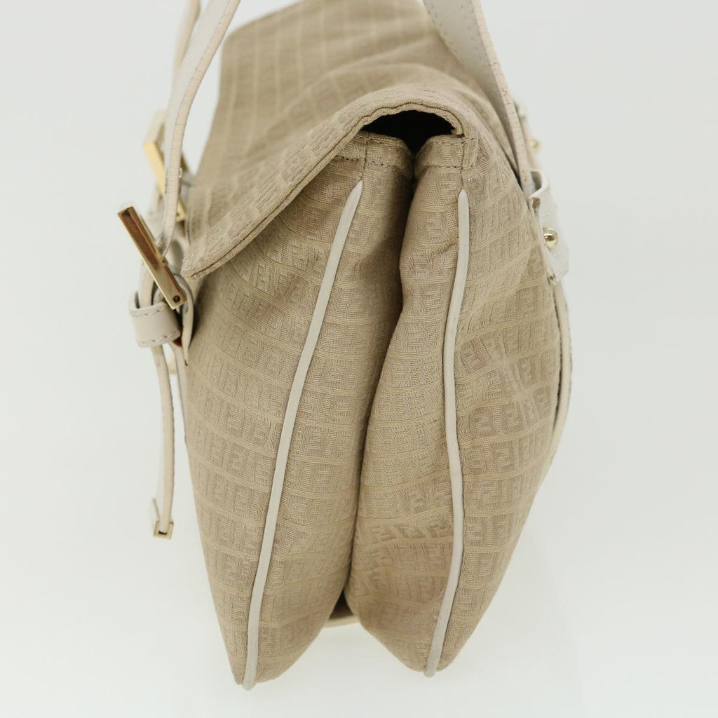 FENDI Zucchino Canvas Shoulder Bag Beige bs1980