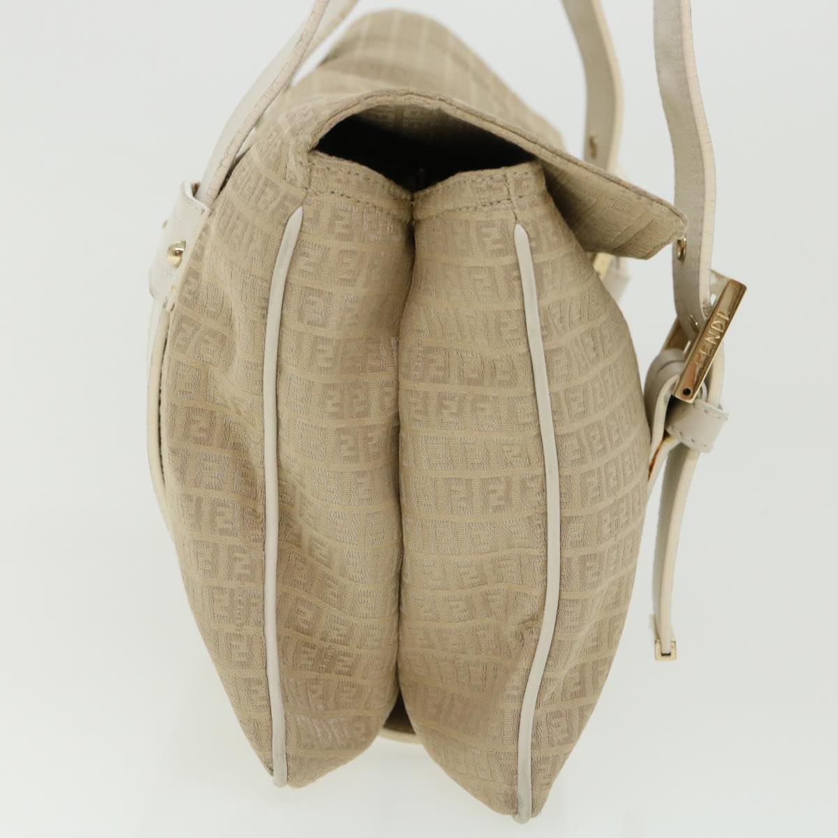 FENDI Zucchino Canvas Shoulder Bag Beige bs1980
