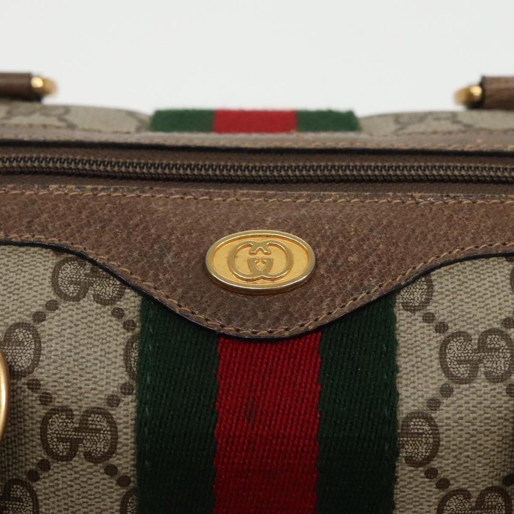 GUCCI GG Supreme Web Sherry Line Boston Bag PVC Beige 40 02 006 bs19804