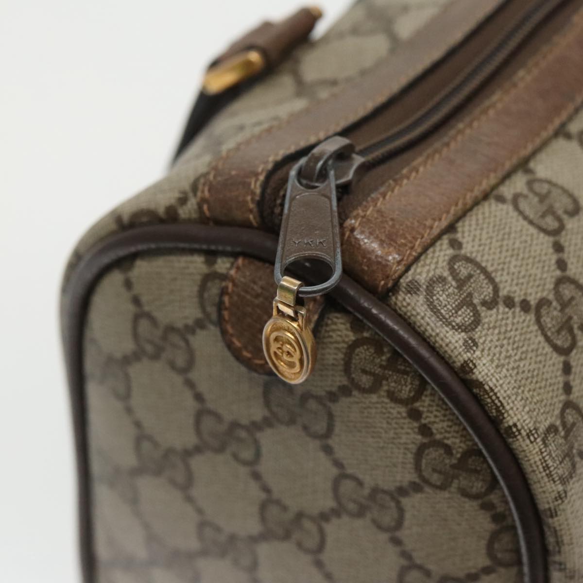 GUCCI GG Supreme Web Sherry Line Boston Bag PVC Beige 40 02 006 bs19804