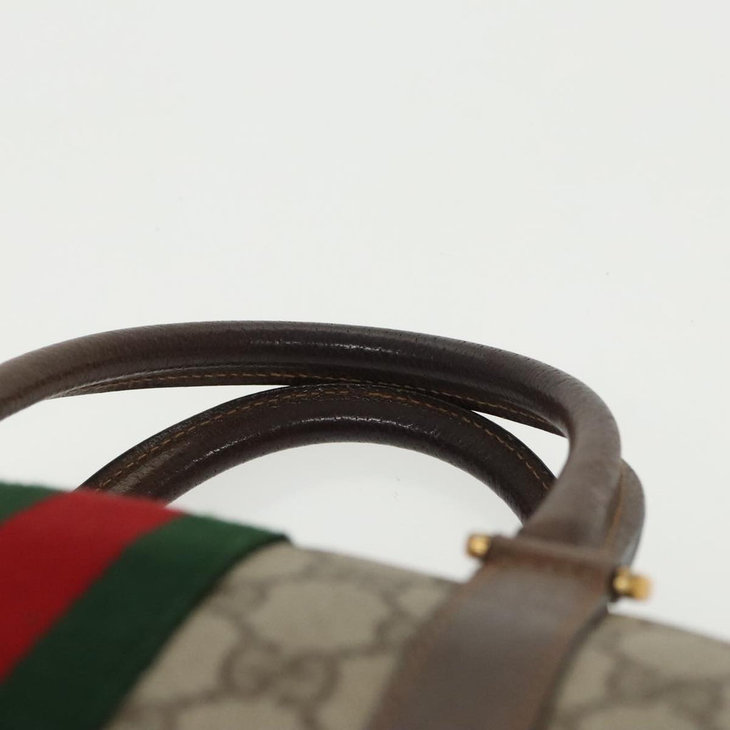 GUCCI GG Supreme Web Sherry Line Boston Bag PVC Beige 40 02 006 bs19804