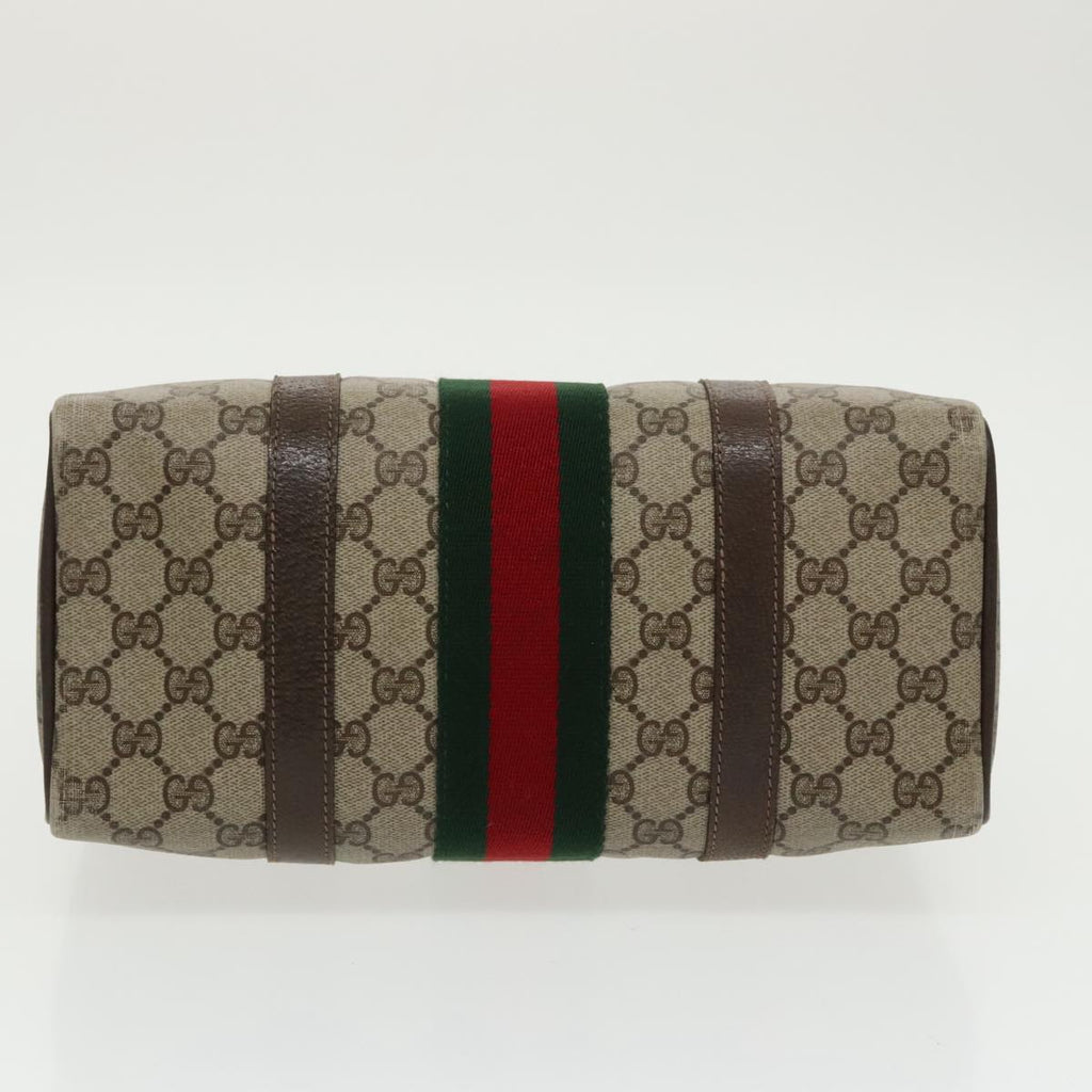 GUCCI GG Supreme Web Sherry Line Boston Bag PVC Beige 40 02 006 bs19804