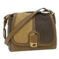 FENDI Shoulder Bag Leather 2way Brown bs1981