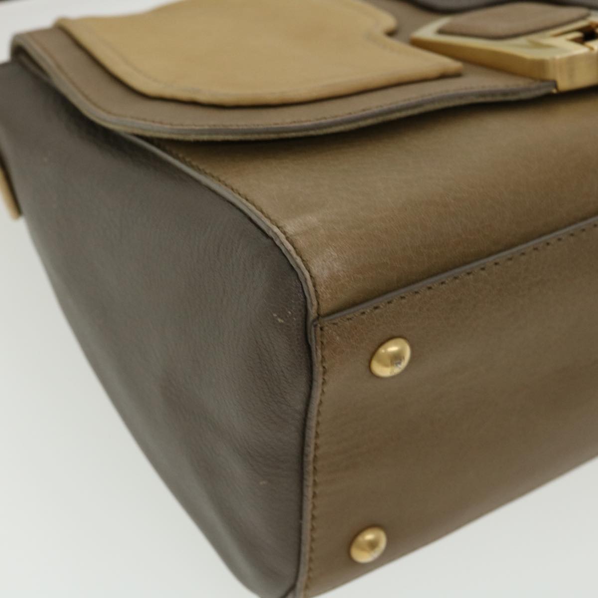 FENDI Shoulder Bag Leather 2way Brown bs1981