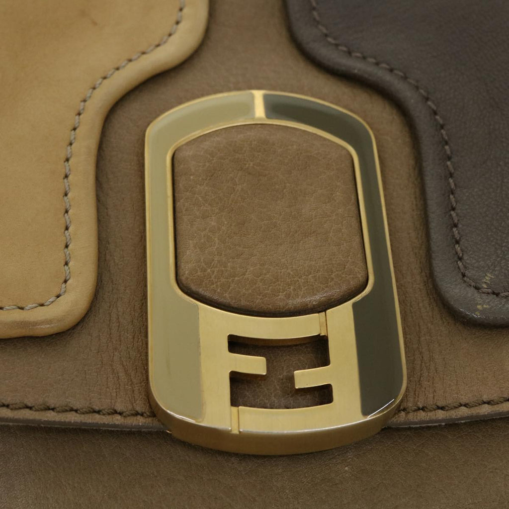 FENDI Shoulder Bag Leather 2way Brown bs1981