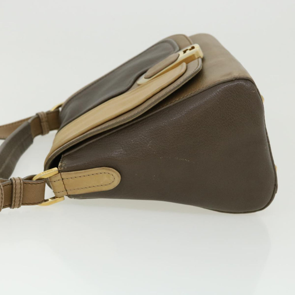 FENDI Shoulder Bag Leather 2way Brown bs1981