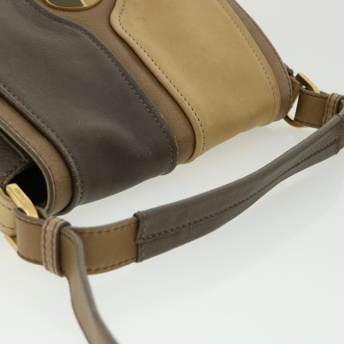 FENDI Shoulder Bag Leather 2way Brown bs1981