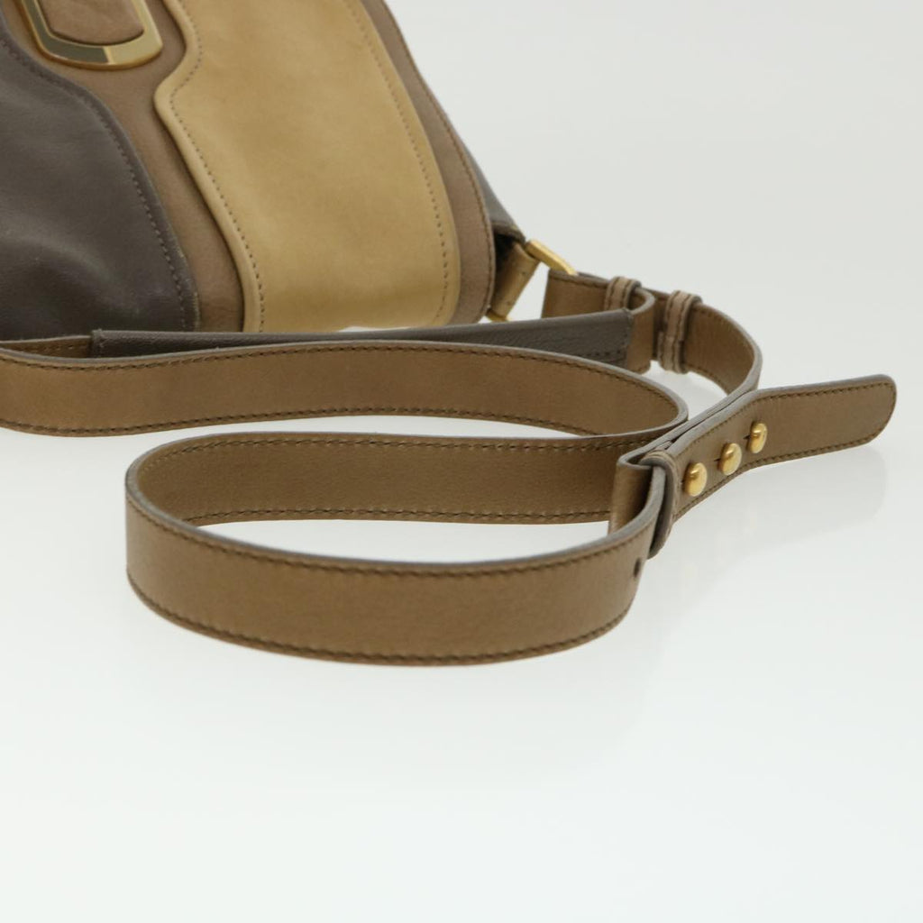 FENDI Shoulder Bag Leather 2way Brown bs1981
