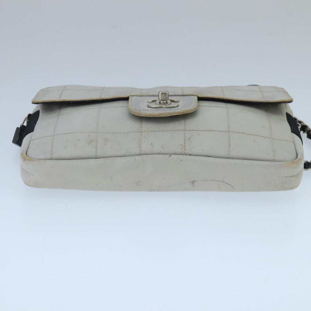 CHANEL Sports Choco Bar Chain Shoulder Bag Coated Canvas Gray CC bs19812