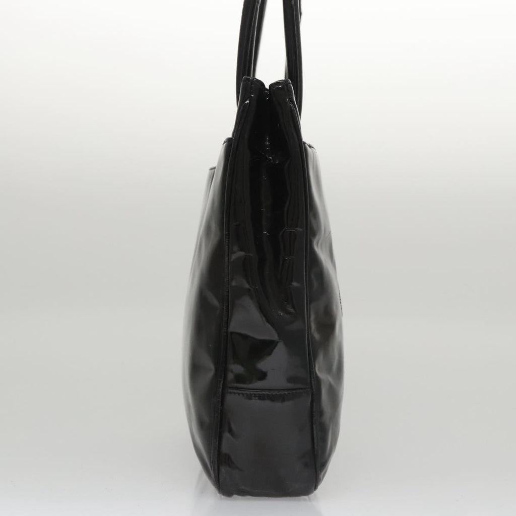 CHANEL Tote Bag Patent Leather Black Gold CC bs19813