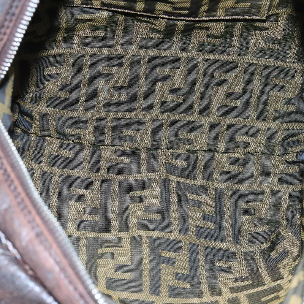 FENDI Spy Bag Hand Bag Leather Brown Silver bs19816