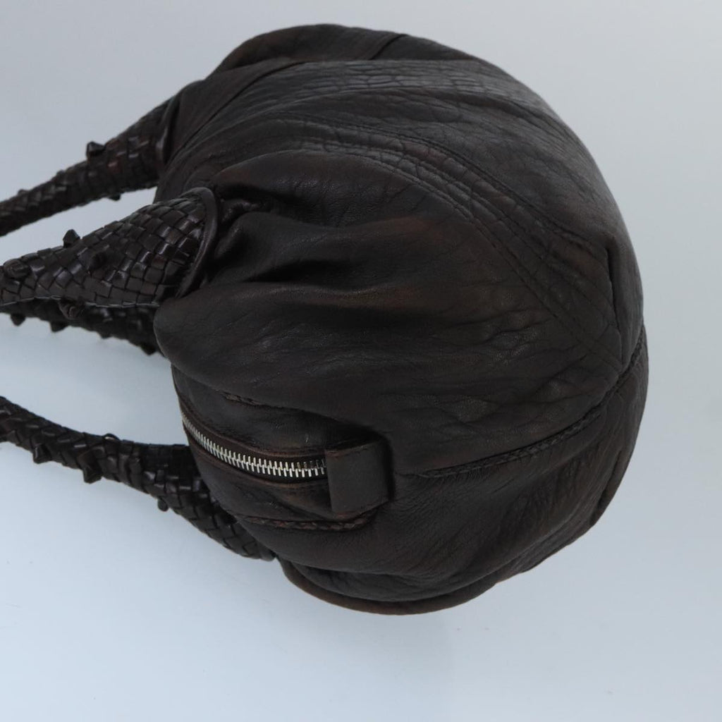 FENDI Spy Bag Hand Bag Leather Brown Silver bs19816
