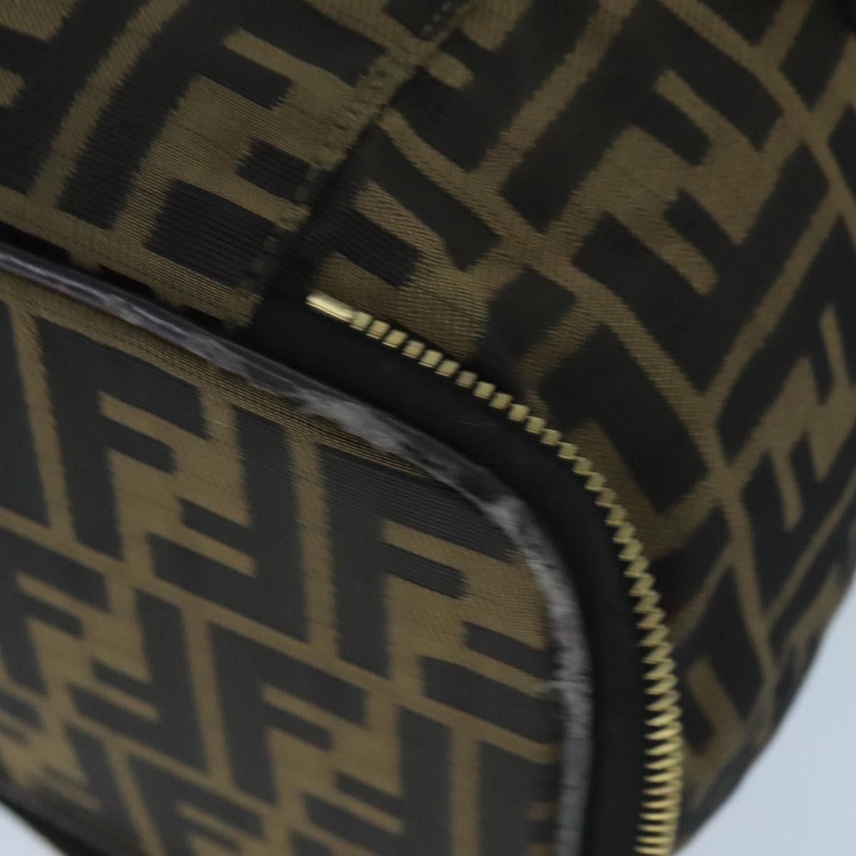 FENDI Zucca Canvas Vanity Pouch Brown Black gold bs19818