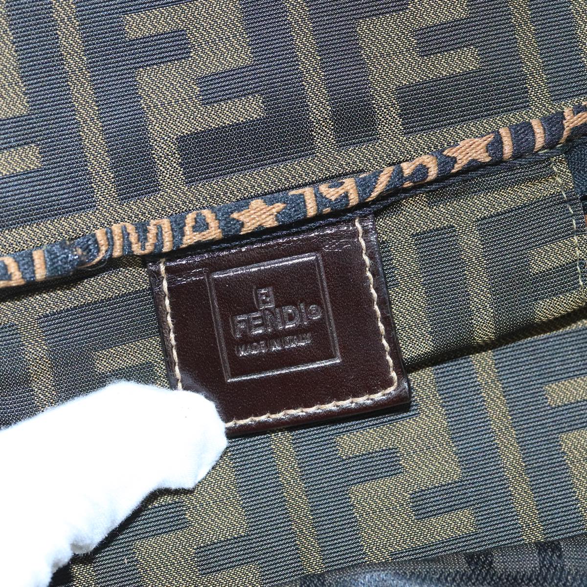 FENDI Zucca Canvas Vanity Pouch Brown Black gold bs19818
