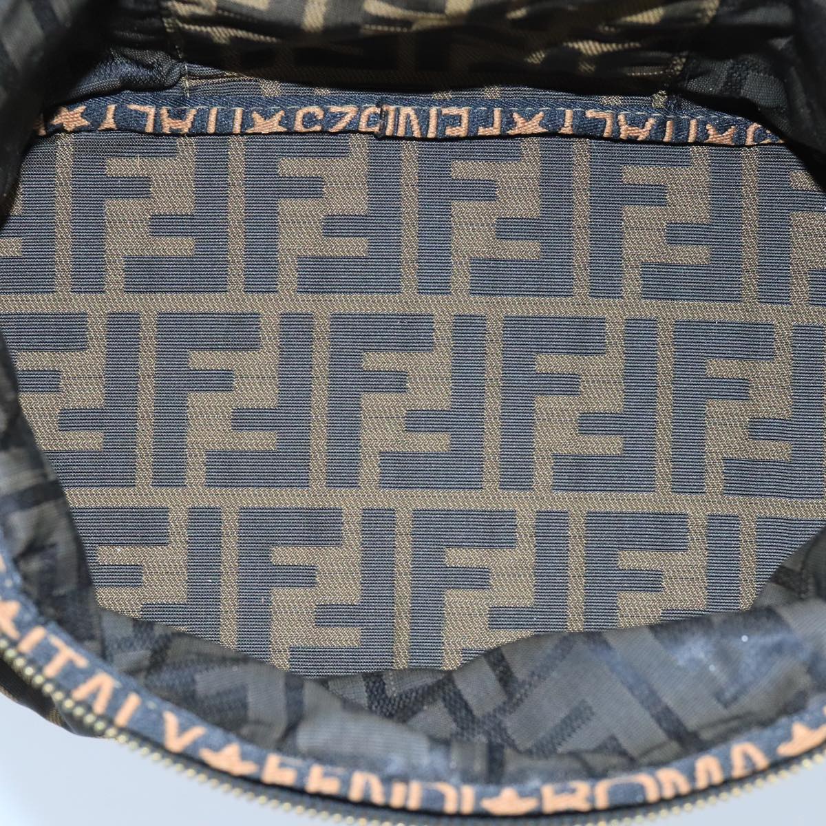 FENDI Zucca Canvas Vanity Pouch Brown Black gold bs19818