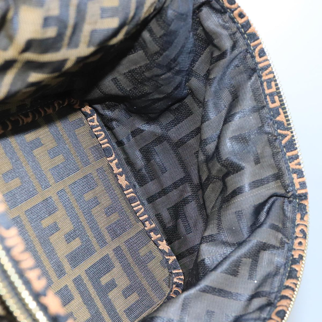 FENDI Zucca Canvas Vanity Pouch Brown Black gold bs19818
