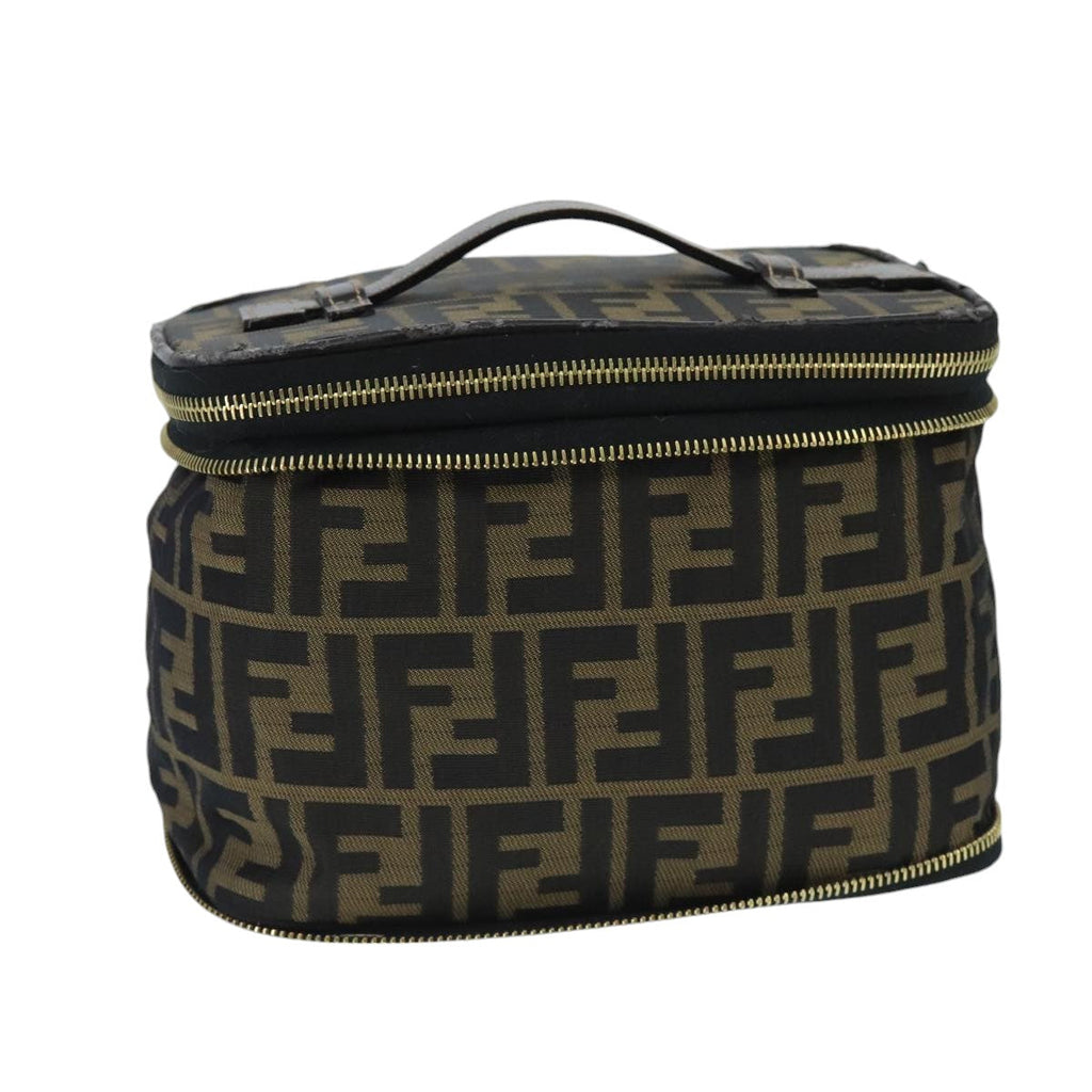 FENDI Zucca Canvas Vanity Pouch Brown Black gold bs19818