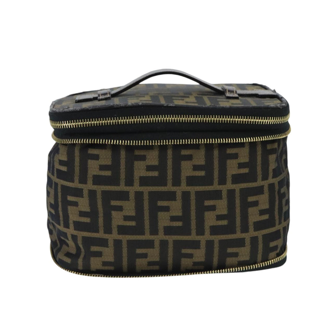 FENDI Zucca Canvas Vanity Pouch Brown Black gold bs19818