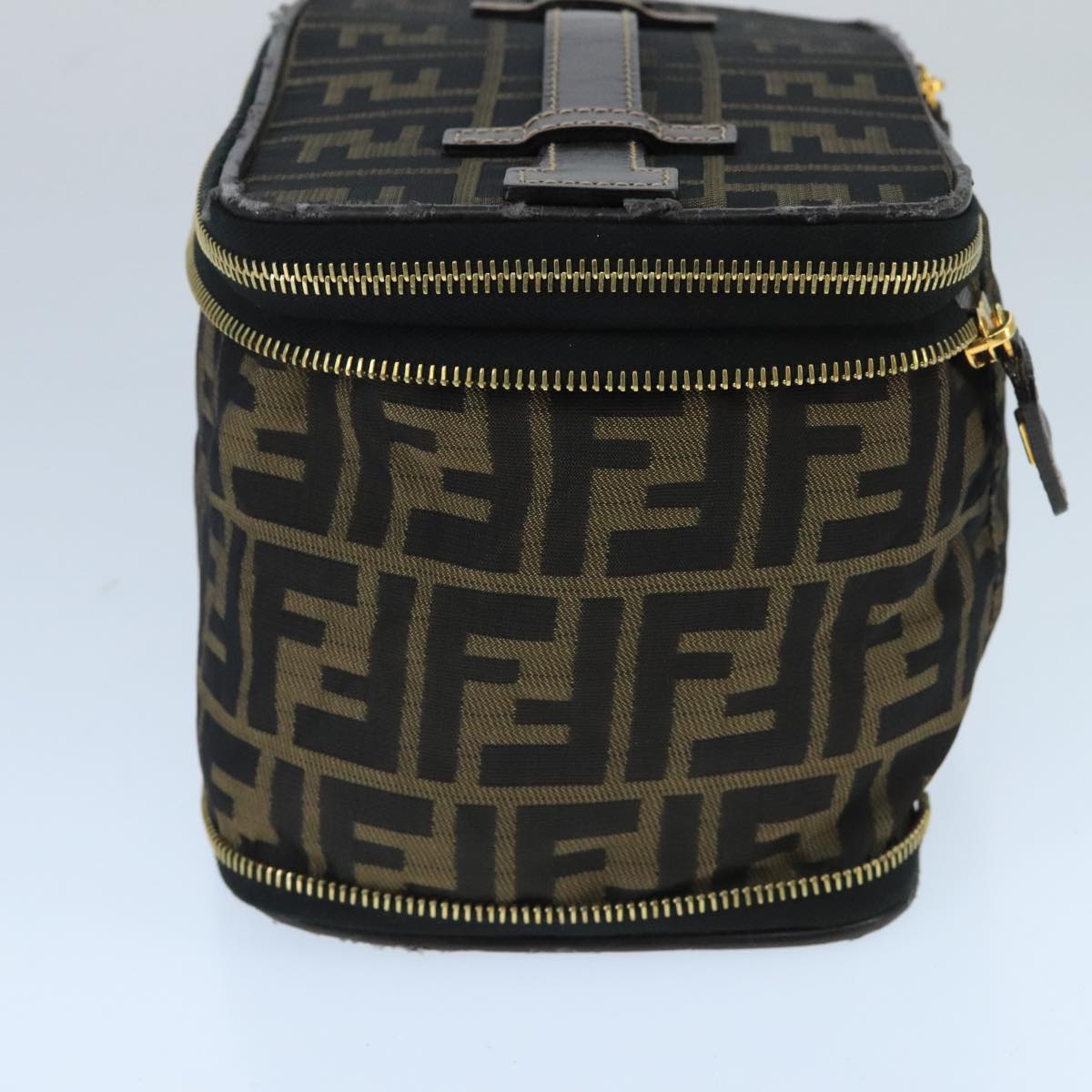 FENDI Zucca Canvas Vanity Pouch Brown Black gold bs19818
