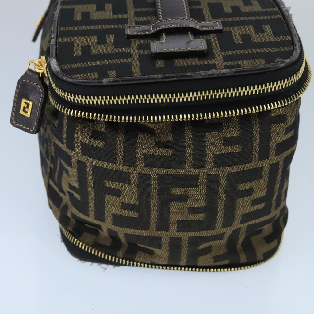FENDI Zucca Canvas Vanity Pouch Brown Black gold bs19818