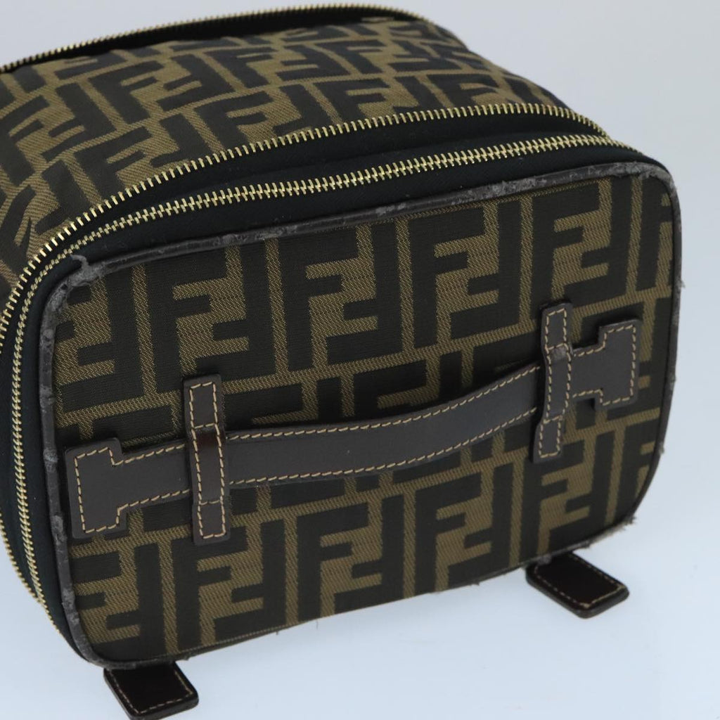 FENDI Zucca Canvas Vanity Pouch Brown Black gold bs19818