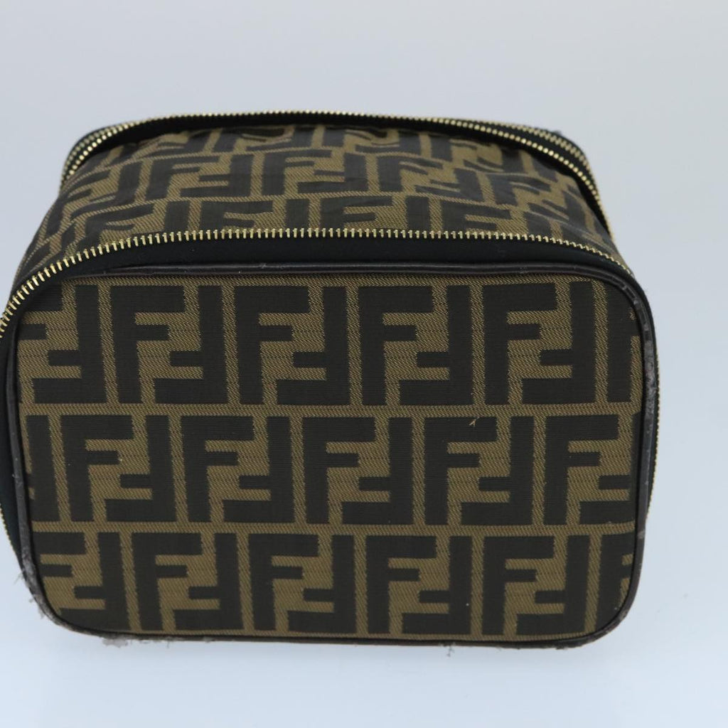FENDI Zucca Canvas Vanity Pouch Brown Black gold bs19818