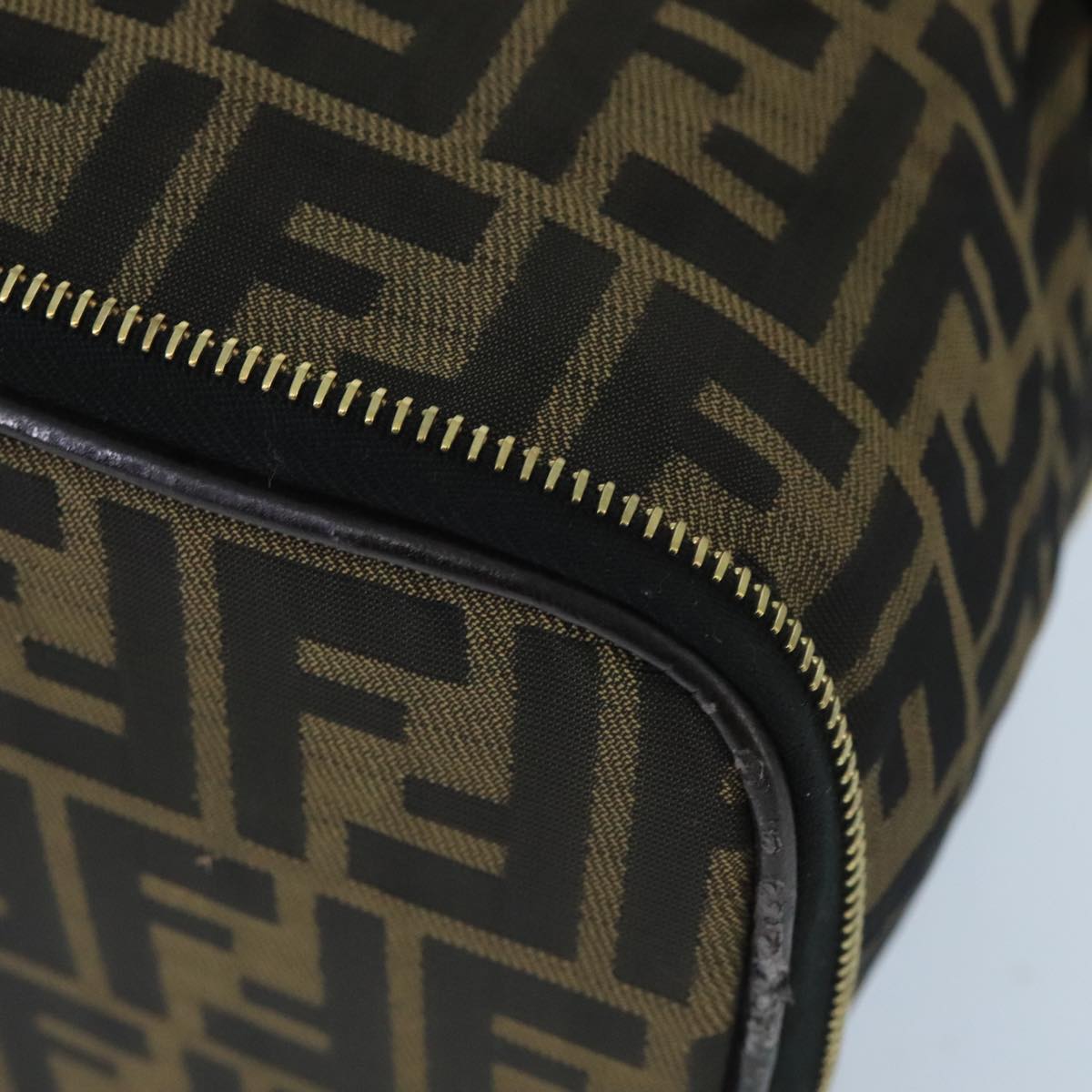 FENDI Zucca Canvas Vanity Pouch Brown Black gold bs19818