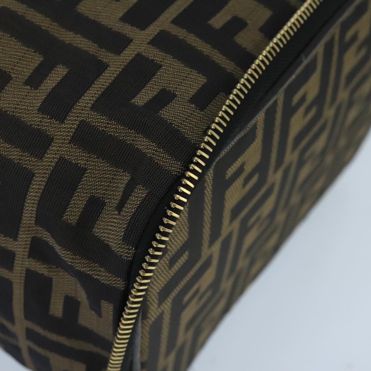 FENDI Zucca Canvas Vanity Pouch Brown Black gold bs19818