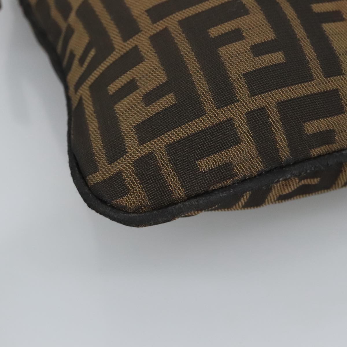 FENDI Zucca Canvas Hand Bag Brown Black Gold bs19819