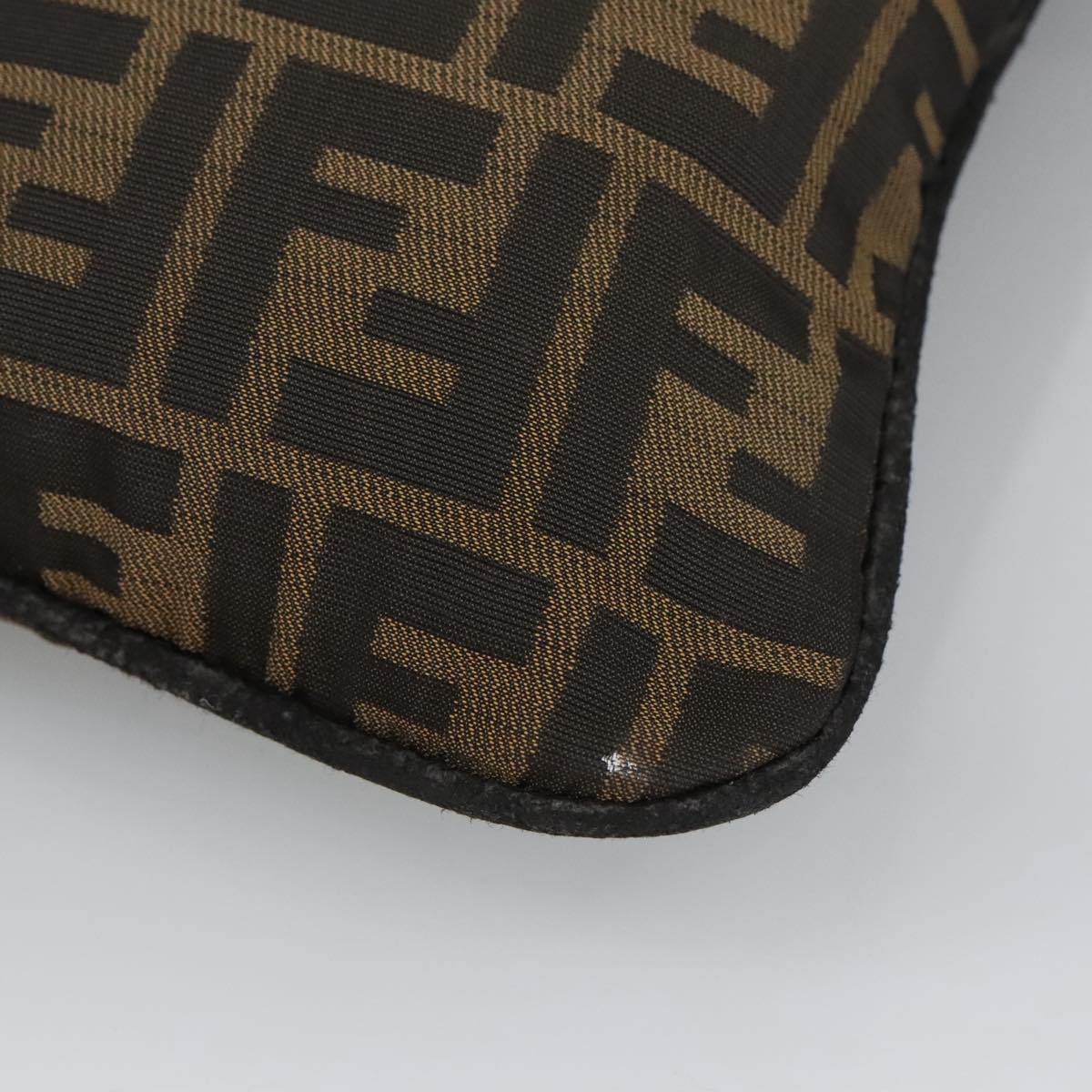 FENDI Zucca Canvas Hand Bag Brown Black Gold bs19819