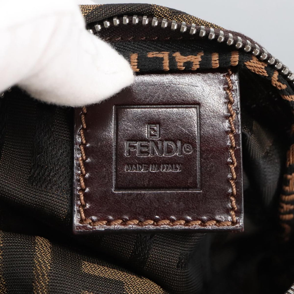 FENDI Zucca Canvas Hand Bag Brown Black Gold bs19819