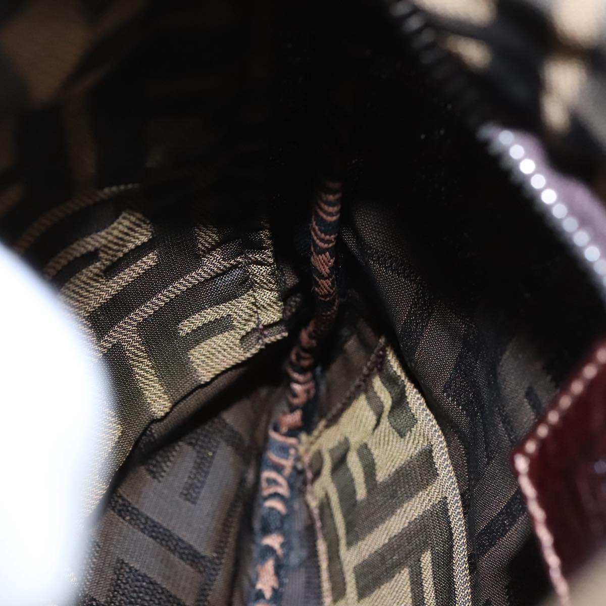 FENDI Zucca Canvas Hand Bag Brown Black Gold bs19819