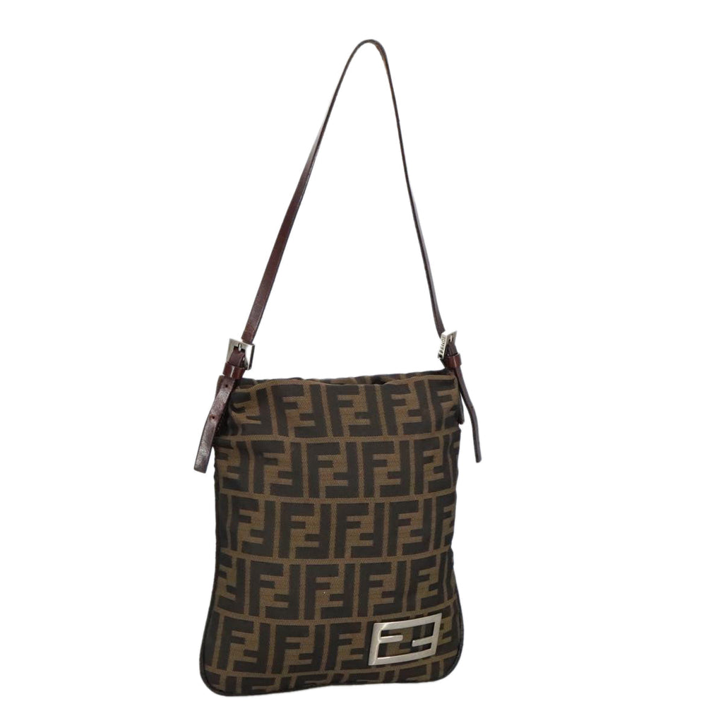 FENDI Zucca Canvas Hand Bag Brown Black Gold bs19819