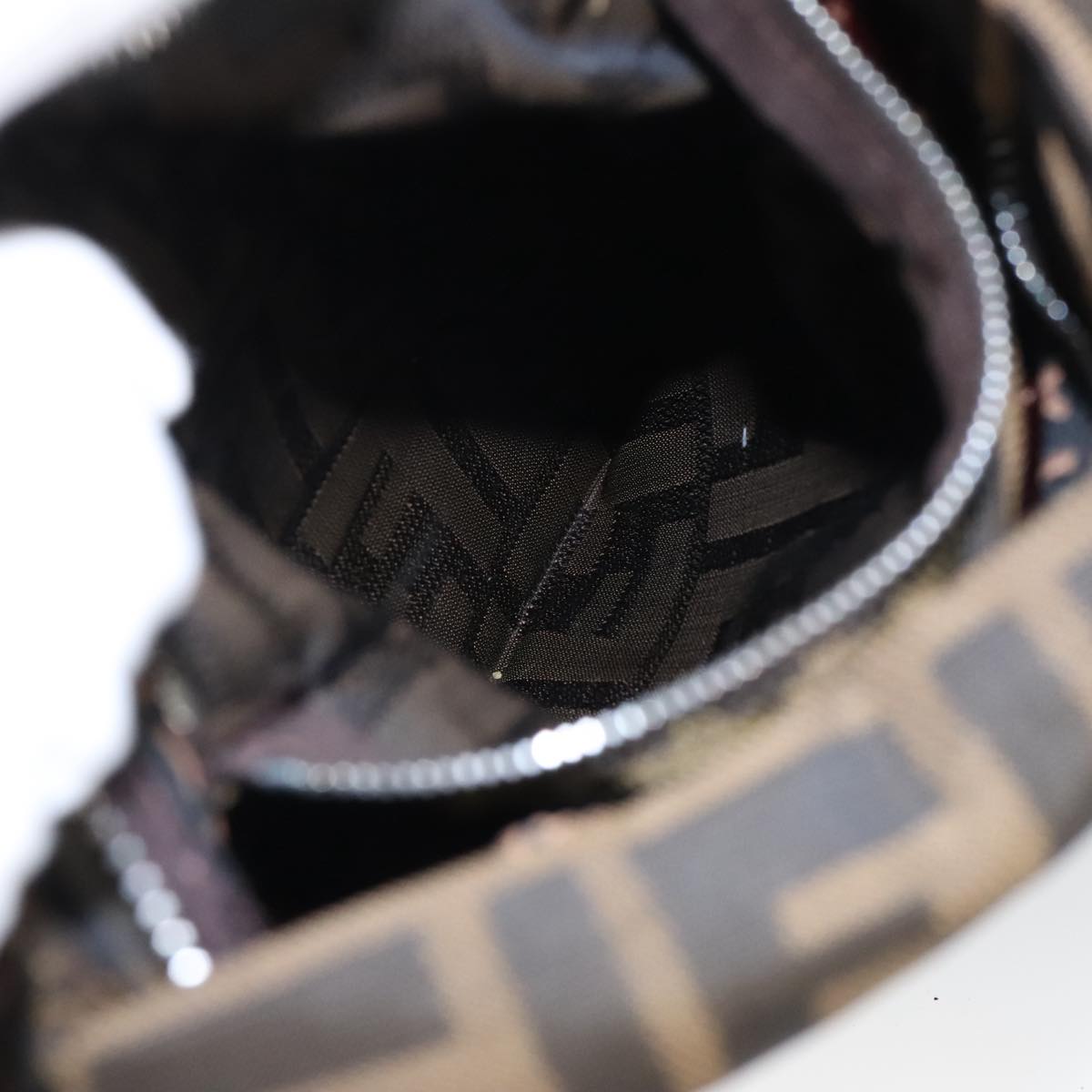 FENDI Zucca Canvas Hand Bag Brown Black Gold bs19819