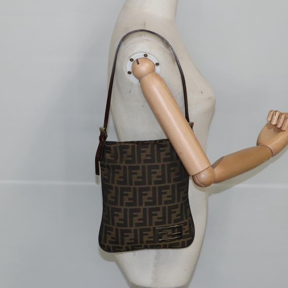 FENDI Zucca Canvas Hand Bag Brown Black Gold bs19819