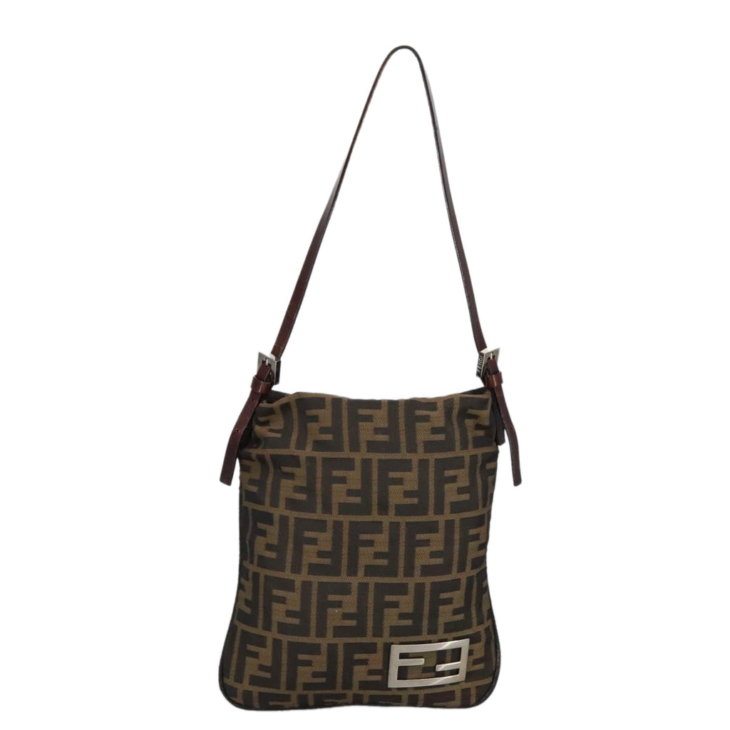 FENDI Zucca Canvas Hand Bag Brown Black Gold bs19819