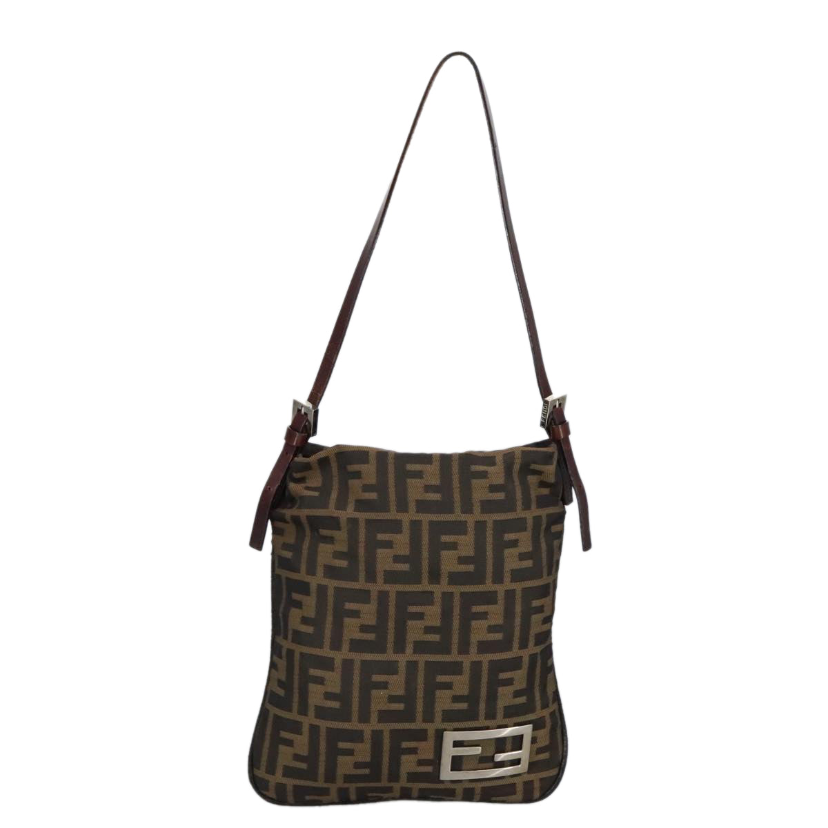 FENDI Zucca Canvas Hand Bag Brown Black Gold bs19819