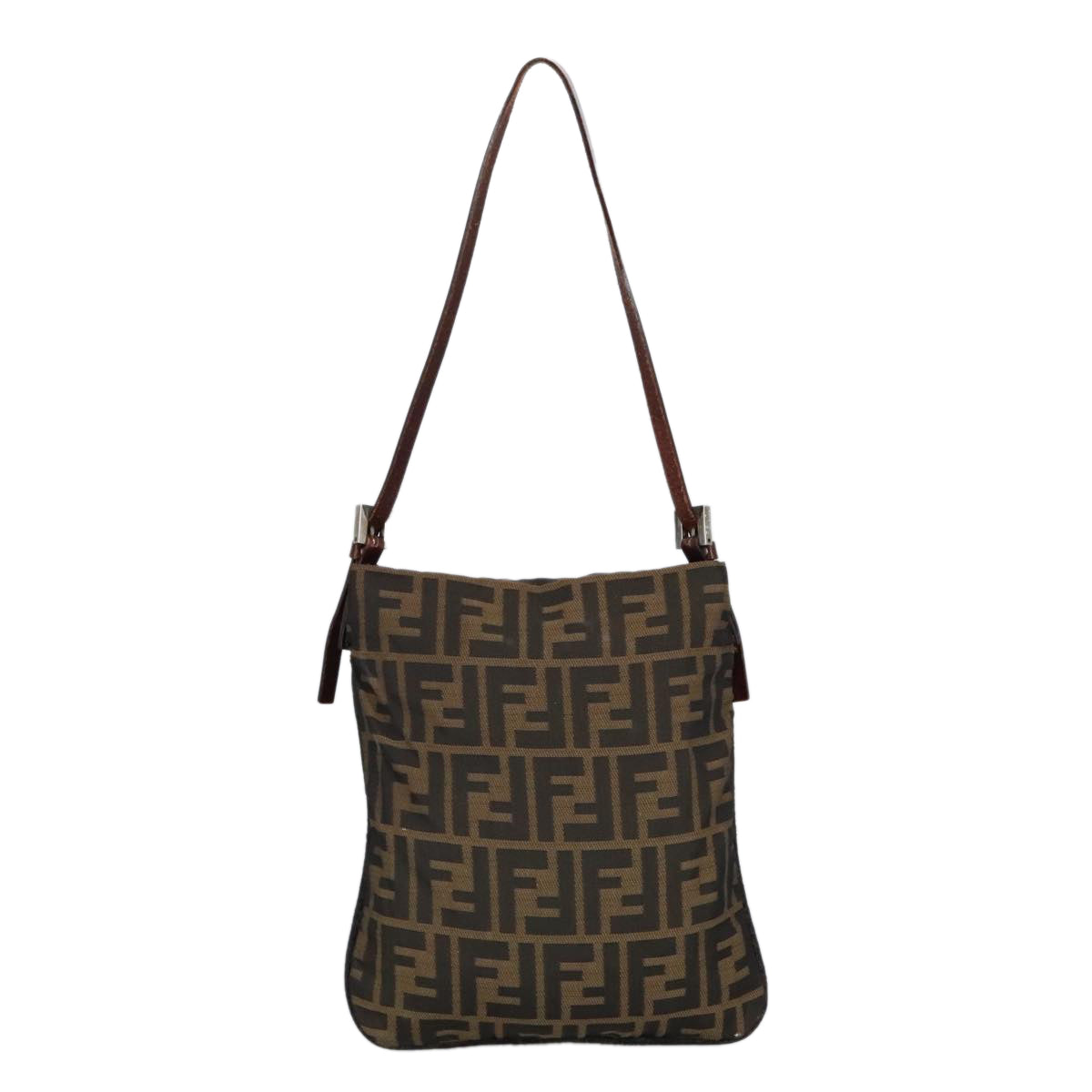 FENDI Zucca Canvas Hand Bag Brown Black Gold bs19819