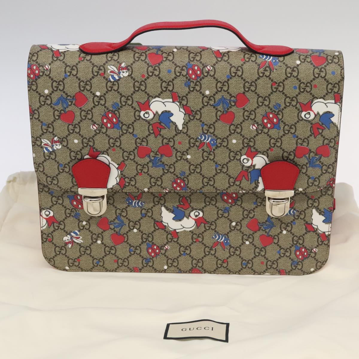 GUCCI GG Supreme Children's Backpack PVC Beige Red 410791 bs19870A